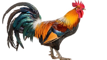 Fototapeta premium Rooster profile view, vibrant plumage