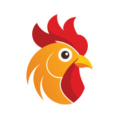 Colorful rooster head graphic illustration suitable for farm logo poultry design mascot concept