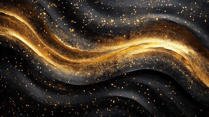 Elegant award background with luxury gold wave and glitter on black, suitable for prestigious occasions