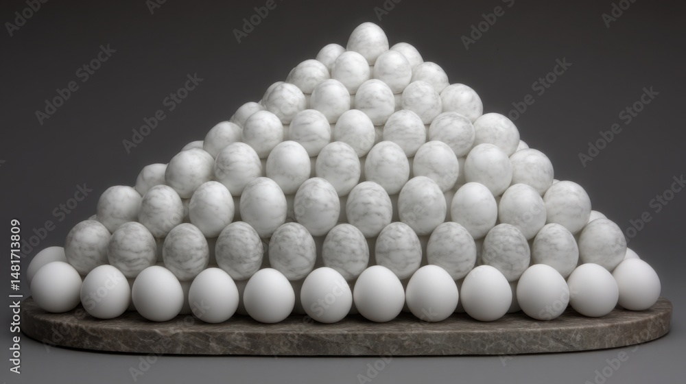 Poster a pyramid formed by several eggs representing a fibonacci structured capital plan icon concept phase