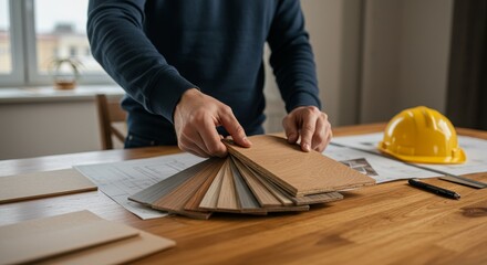Photo of Architect Selecting Wood Flooring Samples