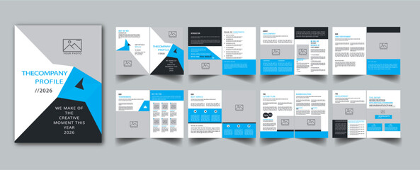 Company Profile Template layout cover page with 16 page design concept Accents