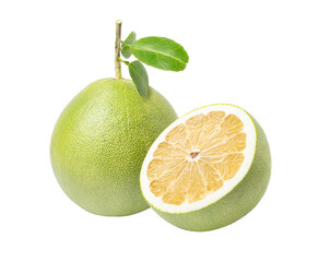 Pomelo fruit with slice solated on white background