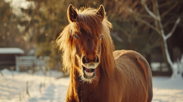 Horse in winter scene