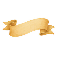 Watercolor Banner Ribbon Clipart &ndash; Curved Beige Scroll Banner Illustration