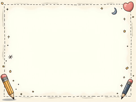 Delightful minimalist lesson plan template featuring whimsical pencil illustrations, perfect for educators seeking an engaging and charming design for their materials