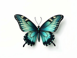 Fototapeta premium Detailed butterfly illustration showcasing intricate wing patterns and elegant color gradients on a pristine backdrop, perfect for nature enthusiasts