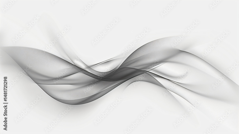 Poster abstract render of flowing black smoke or fluid on white background. futuristic curve gradient wave 