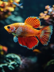 Obraz premium Vibrant Goldfish in Dark Aquarium Background