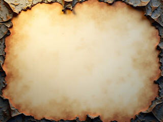 Detailed Worn and Aged Paper Background with Burnt Edges, Ideal for Text Overlays and Artistic Compositions, Creating an Antique and Evocative Ambience