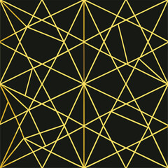 Abstract simple geometric vector seamless pattern with gold line texture