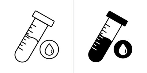 Blood Sample line and solid web icon set. Vector illustration