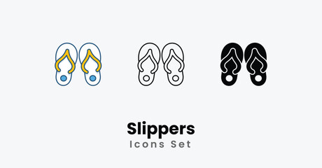 Slippers Icons thin line and glyph vector icon stock illustration
