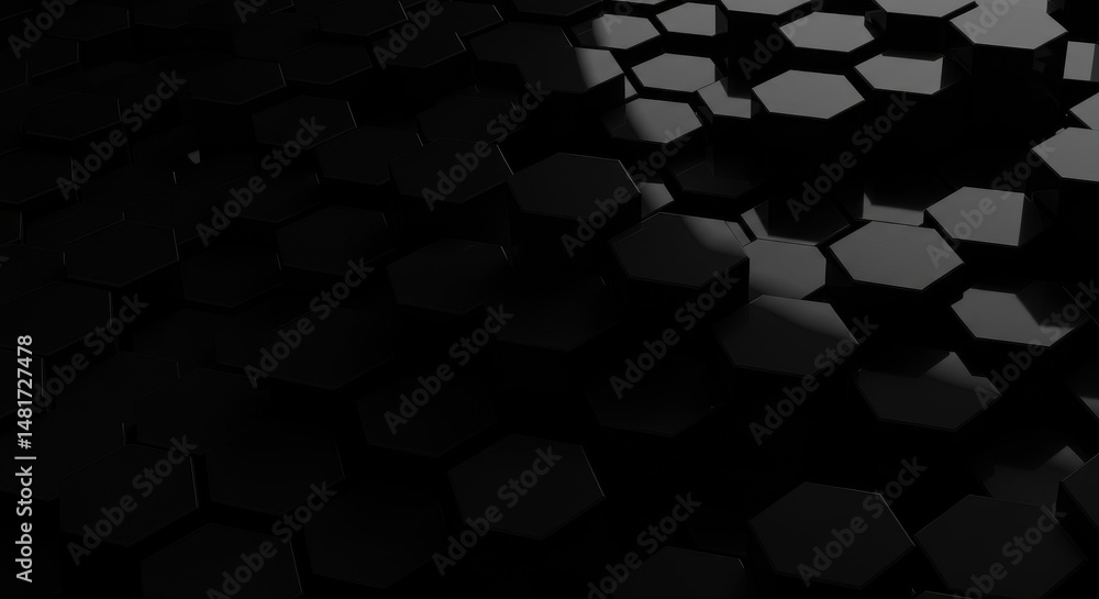 Poster 3d abstract background black geometric hexagon pattern texture