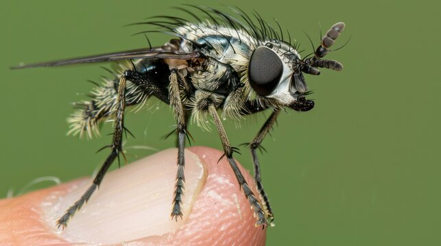 Close-up of a fly on a finger (1)