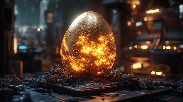 glowing sci-fi golden energy artifact High Resolution Photo