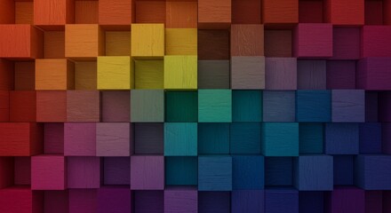 3D Abstract Background Colorful Cubes Illustration