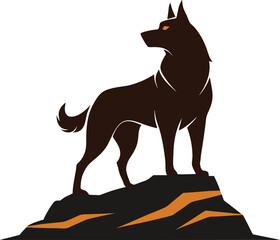 Wolf Silhouette on Rocky Mountain