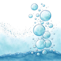 Enchanted Ocean Clipart Watercolor Bubbles, Soft Hues, Beach Theme