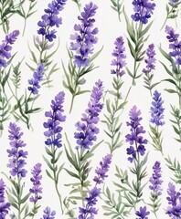 Watercolor purple violet lavender flowers seamless design, background, soft, delicate, vibrant, colorful
