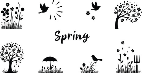  spring decoration, spring elements vector