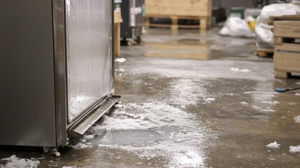 Refrigeration unit leaking water on the floor 