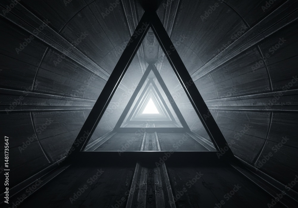 Poster 3d abstract background triangle tunnel with light