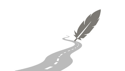 Illustration of a road flowing into a quill pen