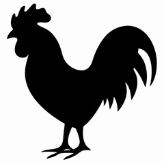 Black and white  Rooster Silhouette 