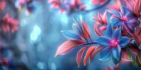 Fototapeta premium red and blue flowers