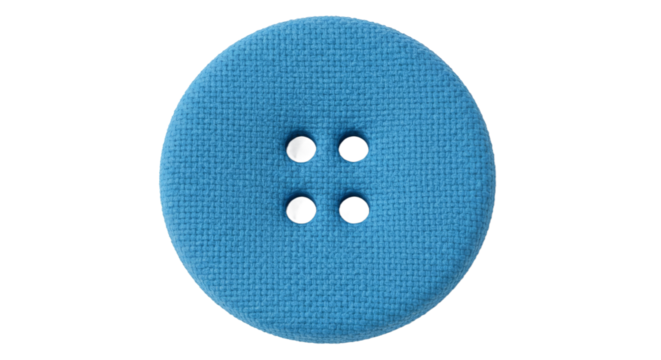 Textured blue button with four holes