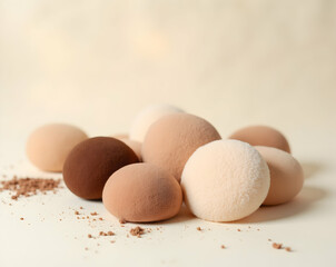 Elegant Still Life of Cosmetic Sponges, A Soft Focus Composition Highlighting Beauty and Blending Tools for Flawless Makeup Applications on a Bright Background