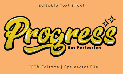 Progress Not Perfection: Shiny Gold Script Editable Text Effect - Motivational Vector Typography