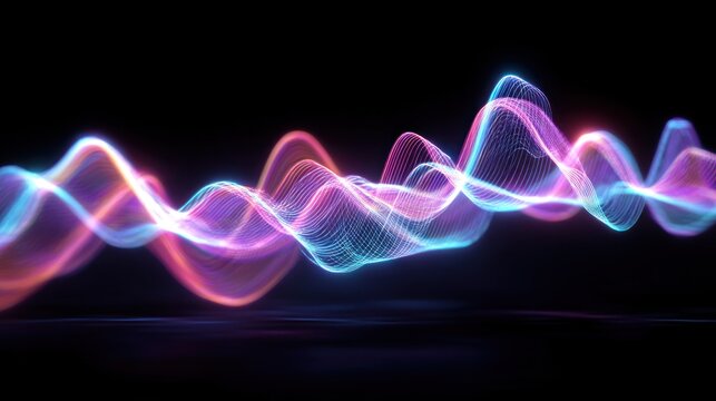 Abstract vibrant wave patterns in neon colors