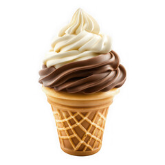 chocolate vanilla swirl ice cream cone  