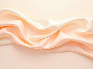 Obraz premium Elegantly draped peach silk fabric capturing the essence of luxury and softness, showcasing its gentle folds and subtle sheen in a captivating manner