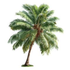 Obraz premium Tropical coconut palm tree isolated on transparent or white background. A high resolution PNG image of Tropical coconut palm tree.