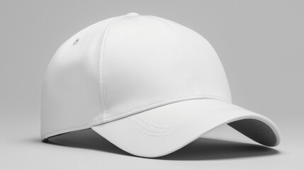 A white baseball cap with a curved brim.