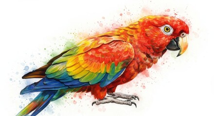 Obraz premium Illustration Colorful Parrot on White Background