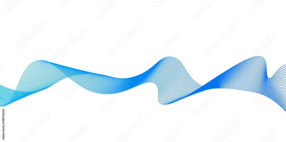 Aufkleber smooth flowing dynamic blue wave lines isolated on white background,abstract background with busines
