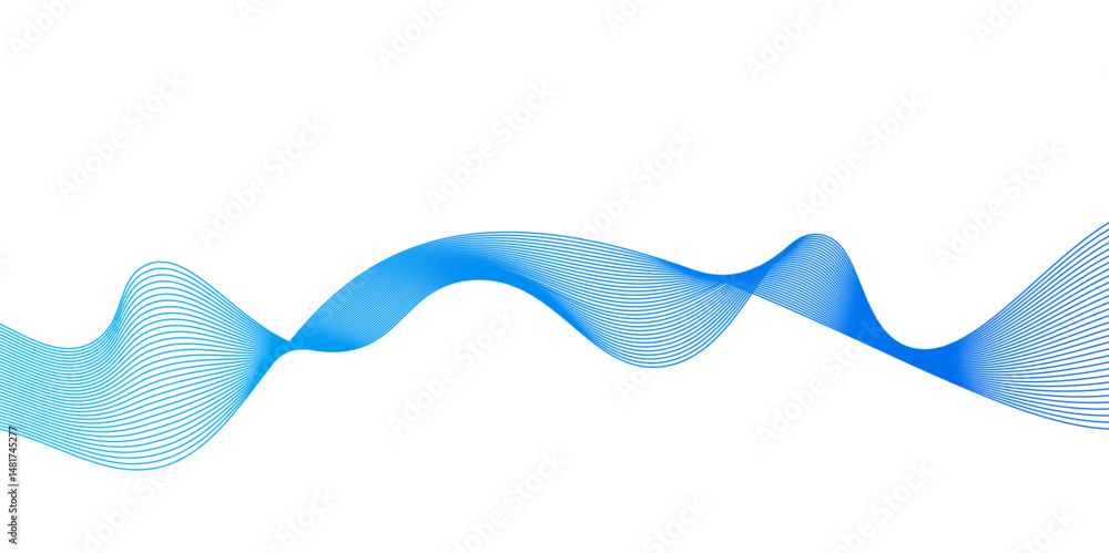 Poster smooth flowing dynamic blue wave lines isolated on white background,abstract background with busines