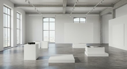 Fototapeta premium Interior of a modern art gallery with minimalist design