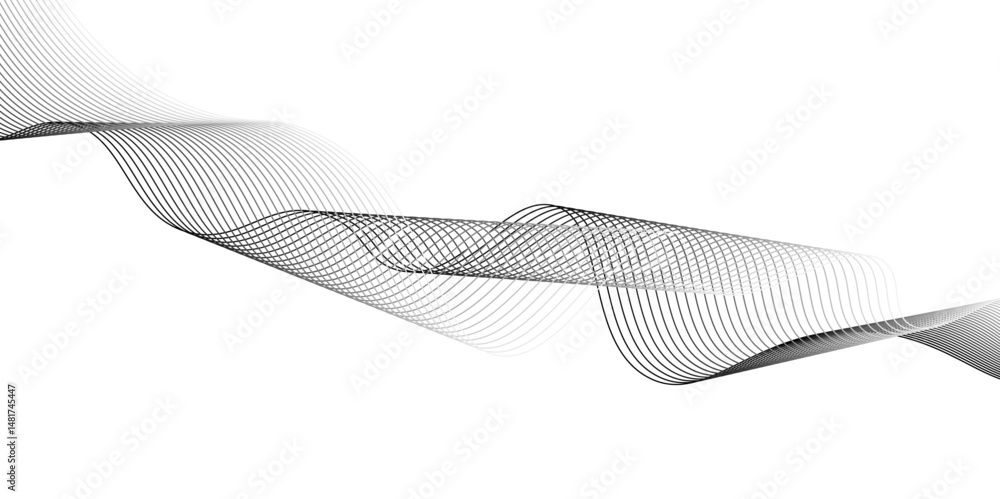Poster background texture and pattern image, modern grey wave on white background. on checkerboard transpar
