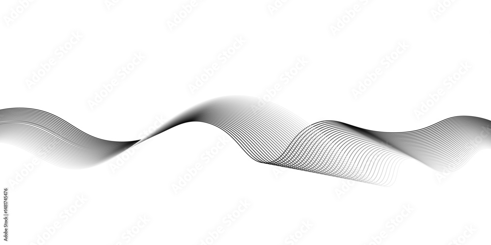 Poster background texture and pattern image, modern grey wave on white background. on checkerboard transpar