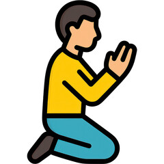A person kneeling in prayer, reflecting devotion during a religious holiday.