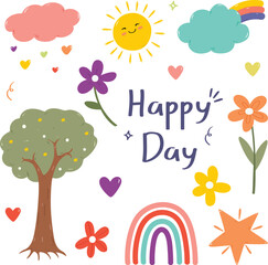 set of happy day clipart