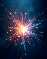Fototapeta premium Energetic burst of light streaks against a blue backdrop, showcasing dynamic contrast and vibrant illumination for a captivating visual experience