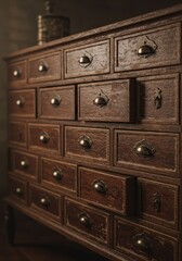 Fototapeta premium 3D Illustration Antique Wooden Cabinet with Many Drawers