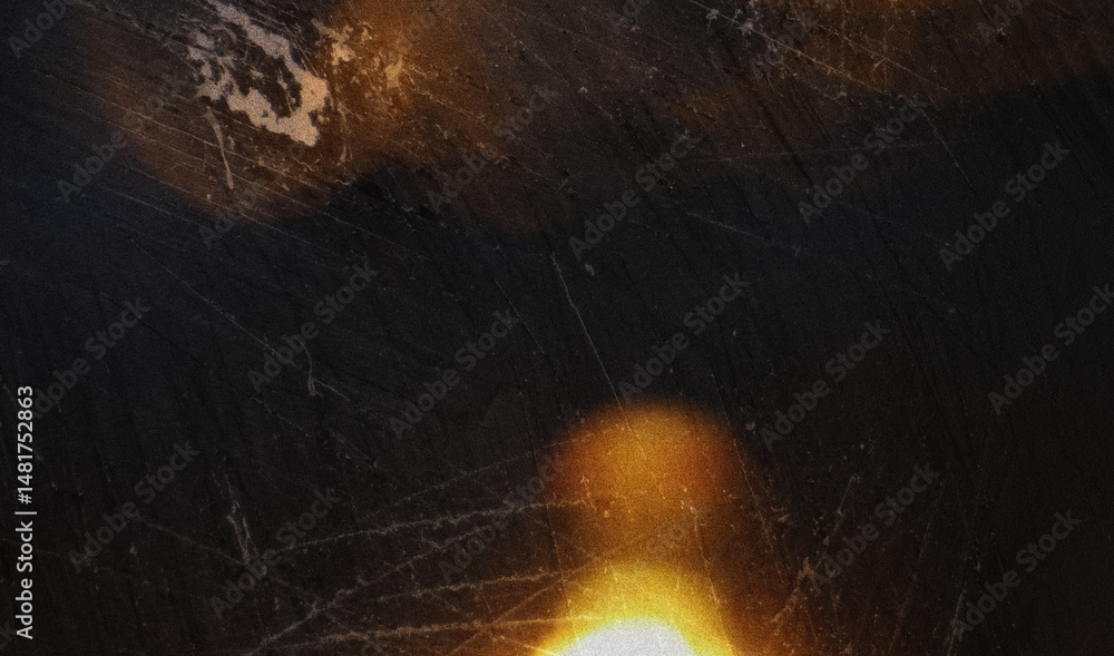 Poster golden sparkles with soft bokeh lights against a dark background. the left-aligned composition leave