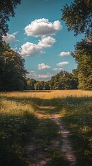 Summer path through sunny meadow